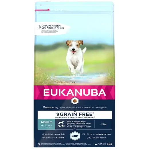Сухой корм для собак - Eukanuba Adult Small and Medium беззерновой Ocean Fish, 3 кг