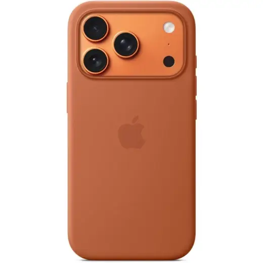 Silicone чехол с поддержкой MagSafe для телефона iPhone 17 Pro коричневый