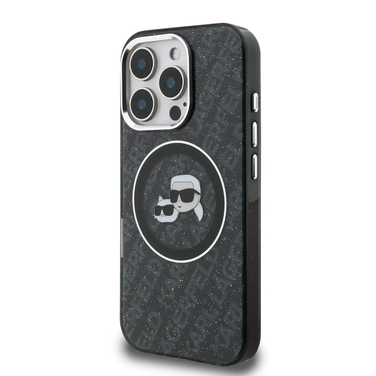 Karl Lagerfeld IML K&CH Heads Repeated Logo MagSafe Case for iPhone 16 Pro Max Black