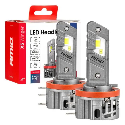 LED Headlights X5-series WINGER H15 49W 6000K CANBUS AMIO-04685