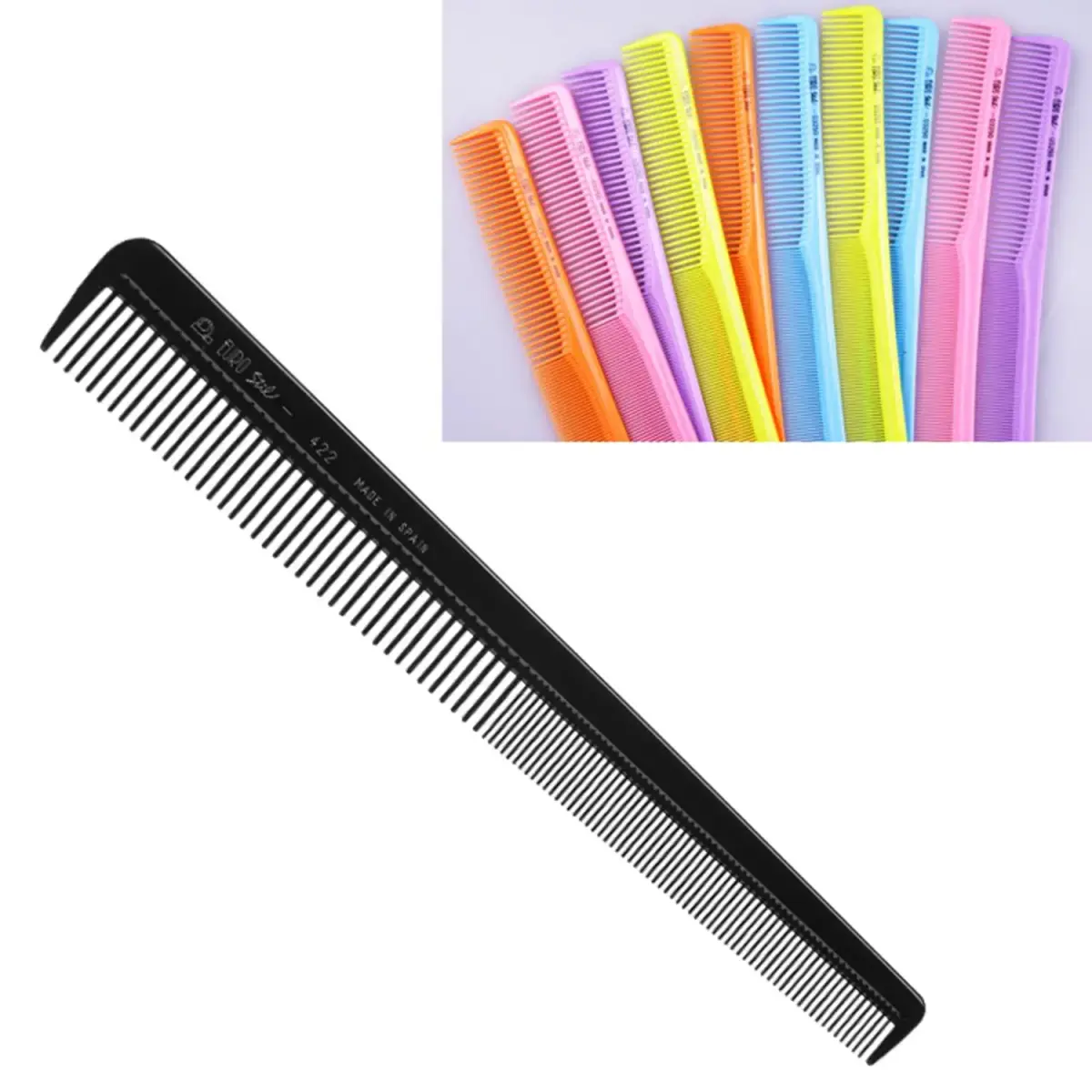 EUROSTIL Hairdresser`s Comb 18cm Colors 1pc