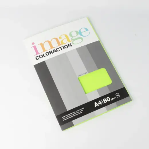 Krāsains papīrs IMAGE COLORACTION, A4, 80 gsm, 50 loksnes, RIO / NEON GREEN