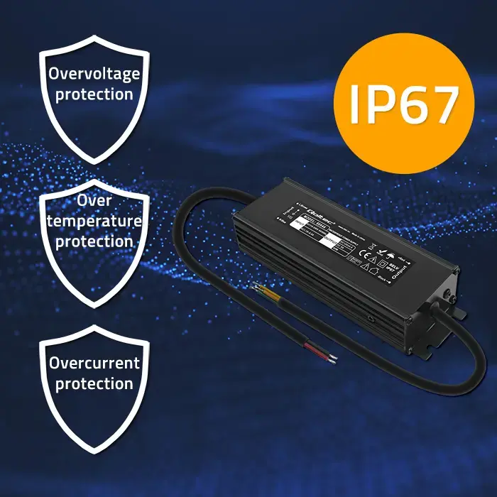 Qoltec LED Driver IP67 60W | 12V | 5A | Waterproof | Black