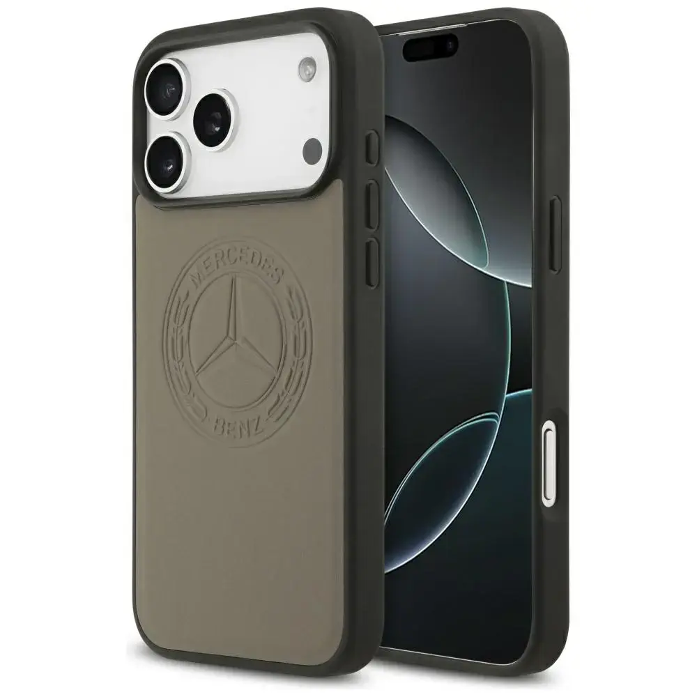 Mercedes Leather Vintage Logo maciņš ar MagSafe atbalstu telefonam iPhone 17 Pro Max taupe