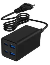 Зарядное устройство Gembird 4-port | 65W | PD, GaN | USB-C, USB-A | чёрное
