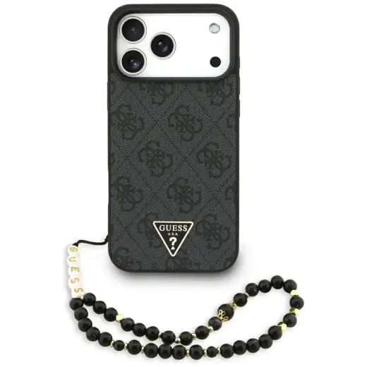 Guess 4G Strap Triangle Logo maciņš ar MagSafe atbalstu telefonam iPhone 17 Pro Max melns