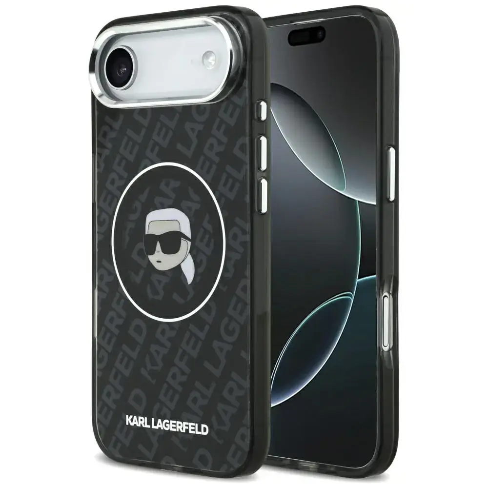 Karl Lagerfeld IML Karl Head Logo maciņš ar MagSafe atbalstu telefonam iPhone 17 Air melns