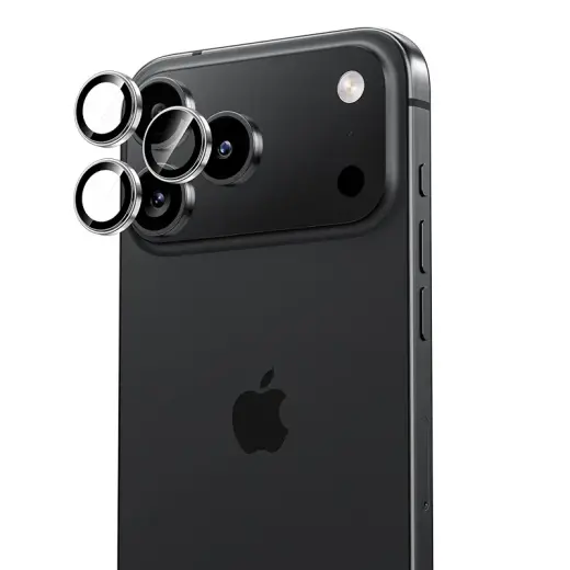 Benks Tempered glass Glass Warrior Metal Lens Protector on camera for Iphone 17 Pro|17 Pro Max (lens 3 pieces) black