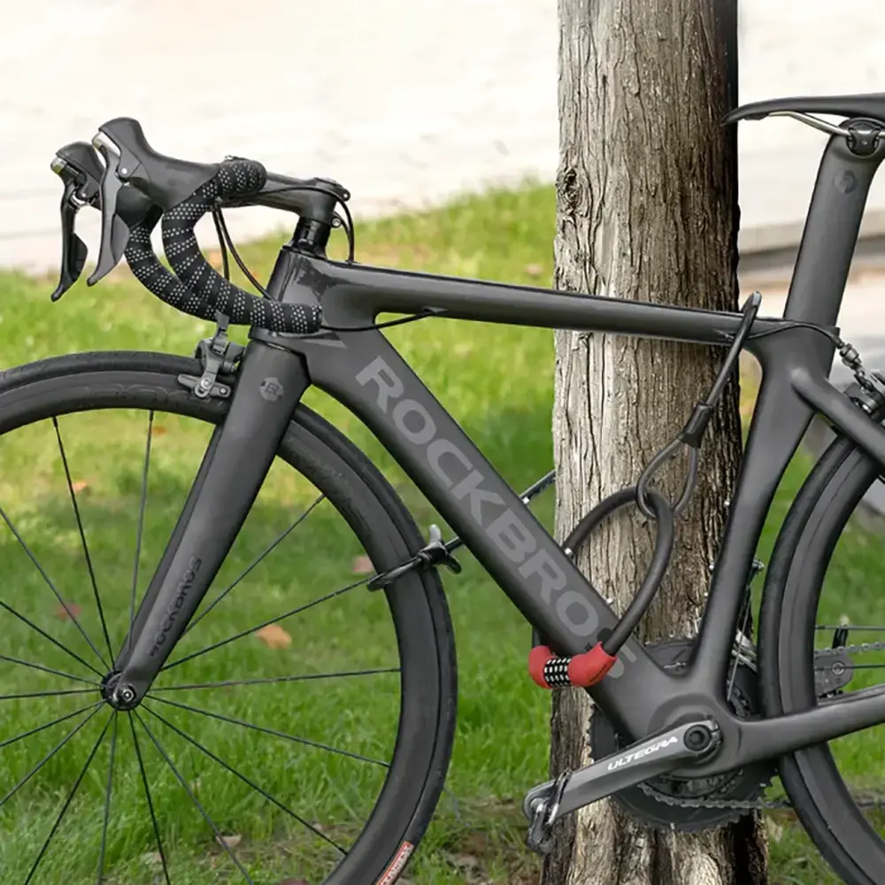 Zapięcie rowerowe Rockbros RKS570-RD – linka stalowa, szyfr