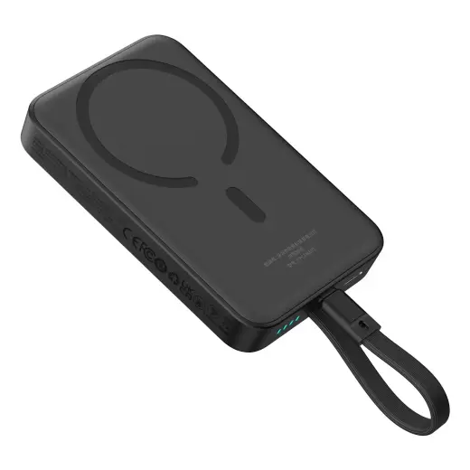 Baseus Magnetic Mini ārējais akumulators (powerbank) | 10000 mAh | 30W | USB-C, MagSafe, Bezvadu | melns
