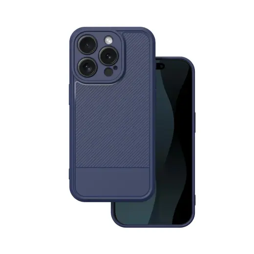 Simple Carbon phone case for iPhone 15 Pro blue