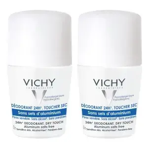 Vichy 24HR Aluminium Salt Free Dry Touch Deo Roll on Duo 2 X 50 Ml