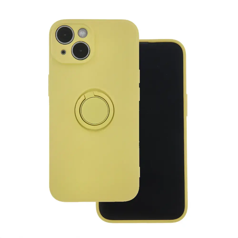 Finger Grip maciņš ar statīvu telefonam iPhone 15 dzeltens