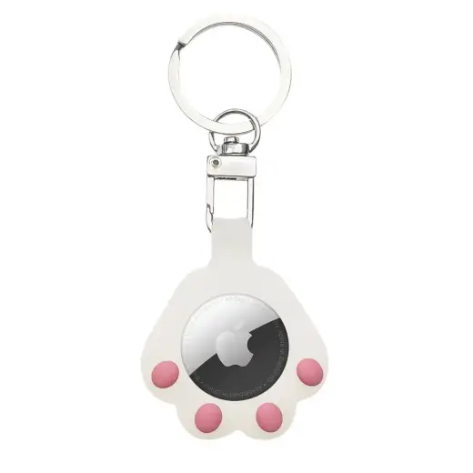 Fusion Cat Paw keychain for Apple AirTag with key ring white