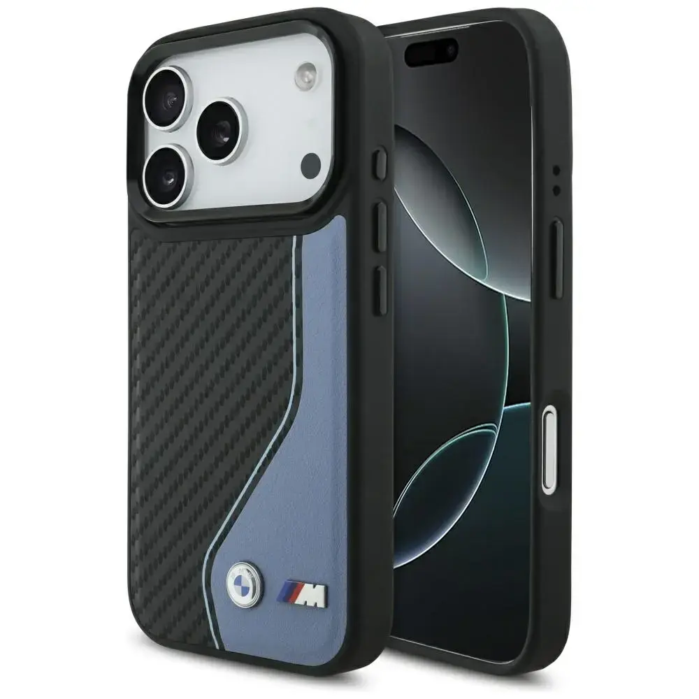 BMW M Carbon Logo maciņš ar MagSafe atbalstu telefonam iPhone 17 Pro zils