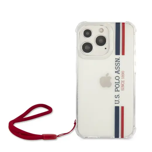 USHCP13XKSTTR U.S. Polo PC|TPU Vertical Stripes Case for iPhone 13 Pro Max Transparent