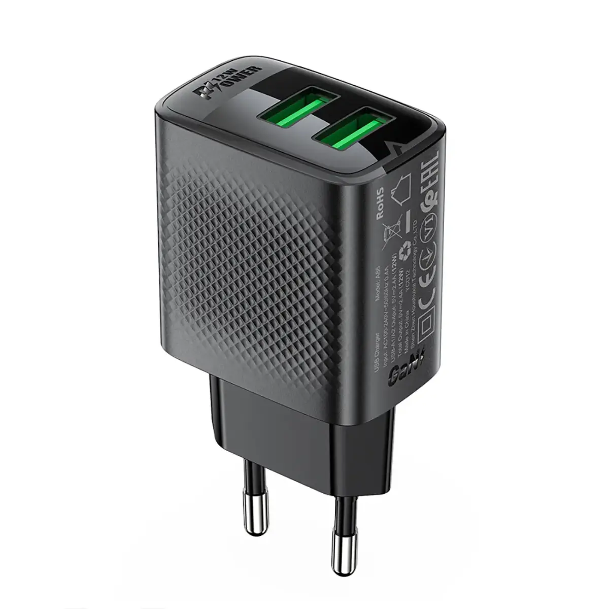 Acefast A86 tīkla lādētājs | 12W | USB-A | melns