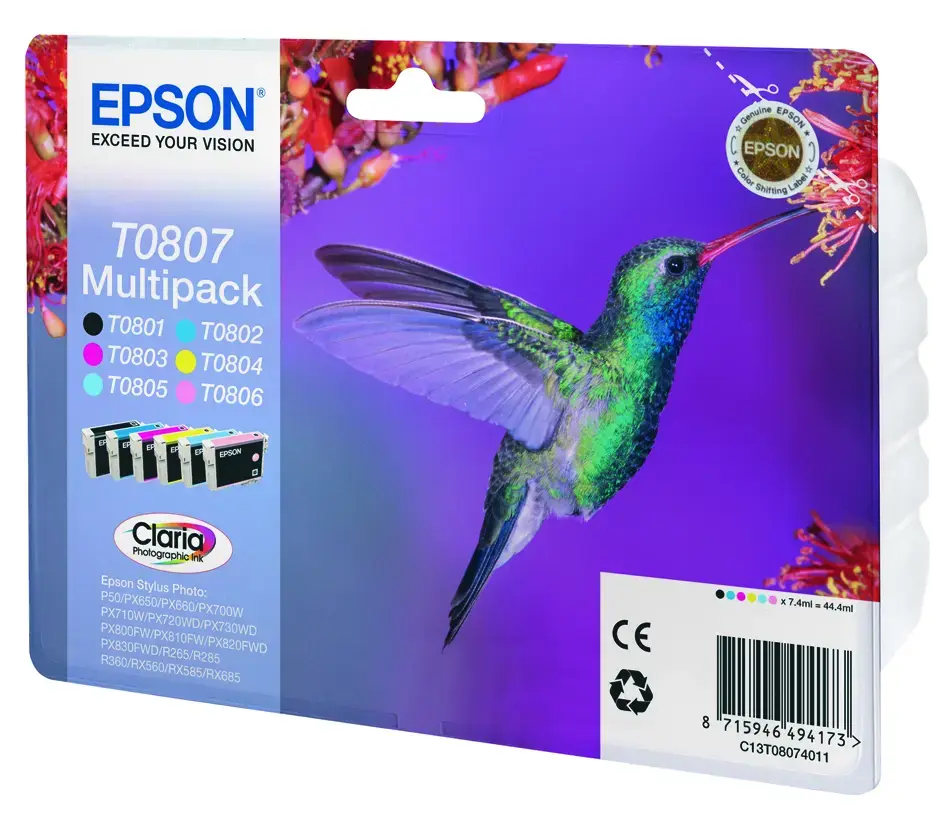 EPSON Hummingbird Multipack 6-colours T0807 Claria