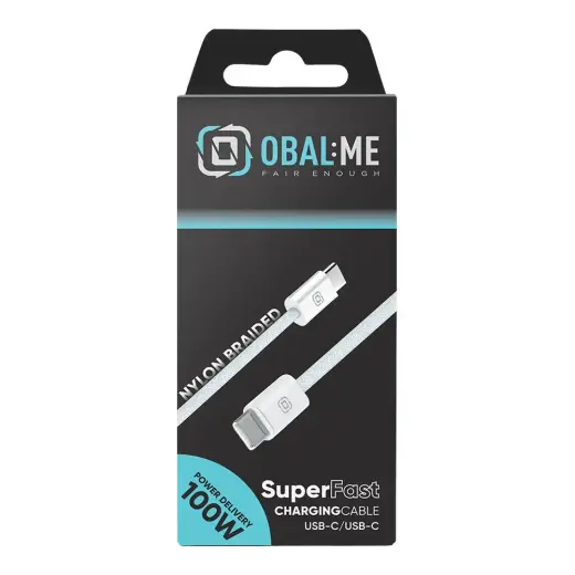 OBAL:ME duomenų perdavimo ir įkrovimo laidas | USB-C į USB-C | 100W | 1m | baltas