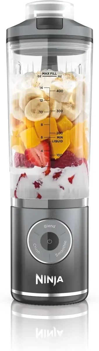 Ninja Blast Max pārnēsājams bezvadu kokteiļu blenderis, 0.5l, pelēks