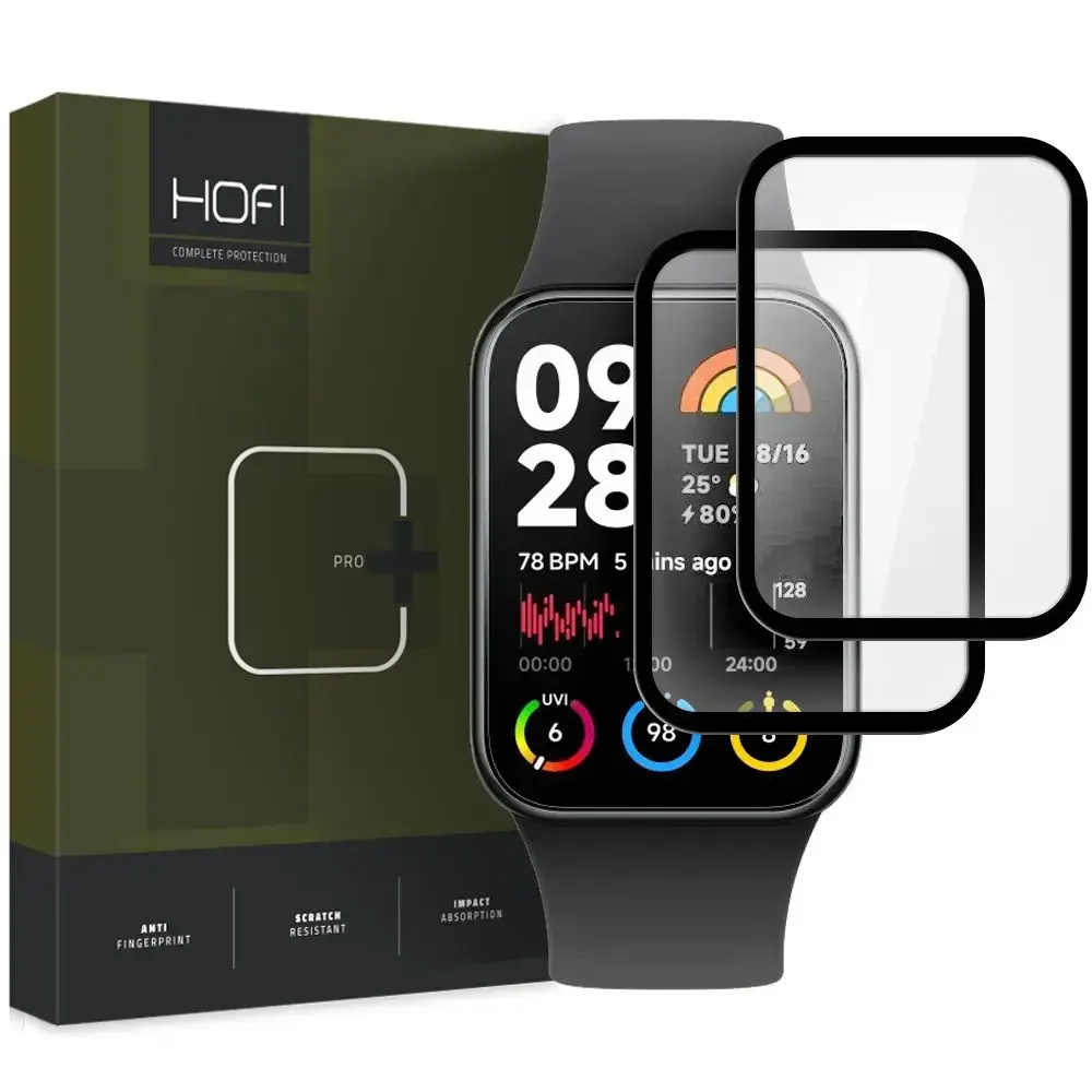 HOFI HIBRĪDS STIKLS HIBRĪDS PRO+ 2 GAB. XIAOMI SMART BAND 8 PRO MELNS