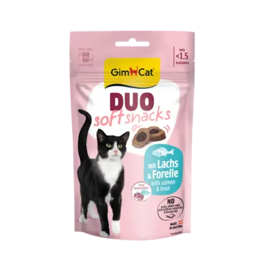 Gardumi kaķiem - GimCat DUO SOFT SNACKS WITH SALMON & TROUT 50G
