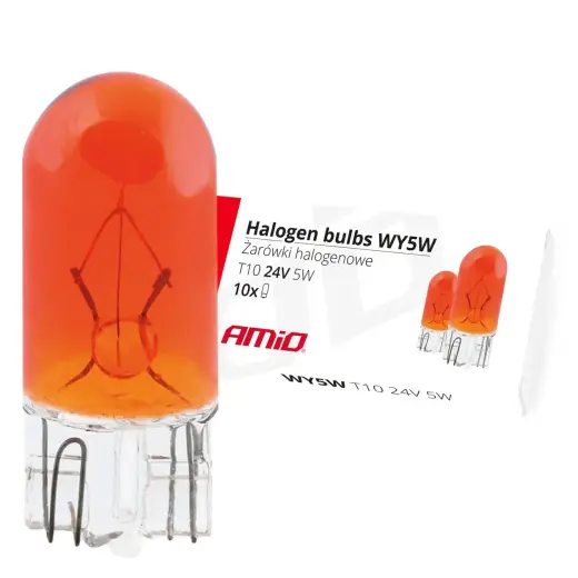 Halogen bulbs WY5W T10 5W W2.1x9.5d AMBER 24V 10pcs