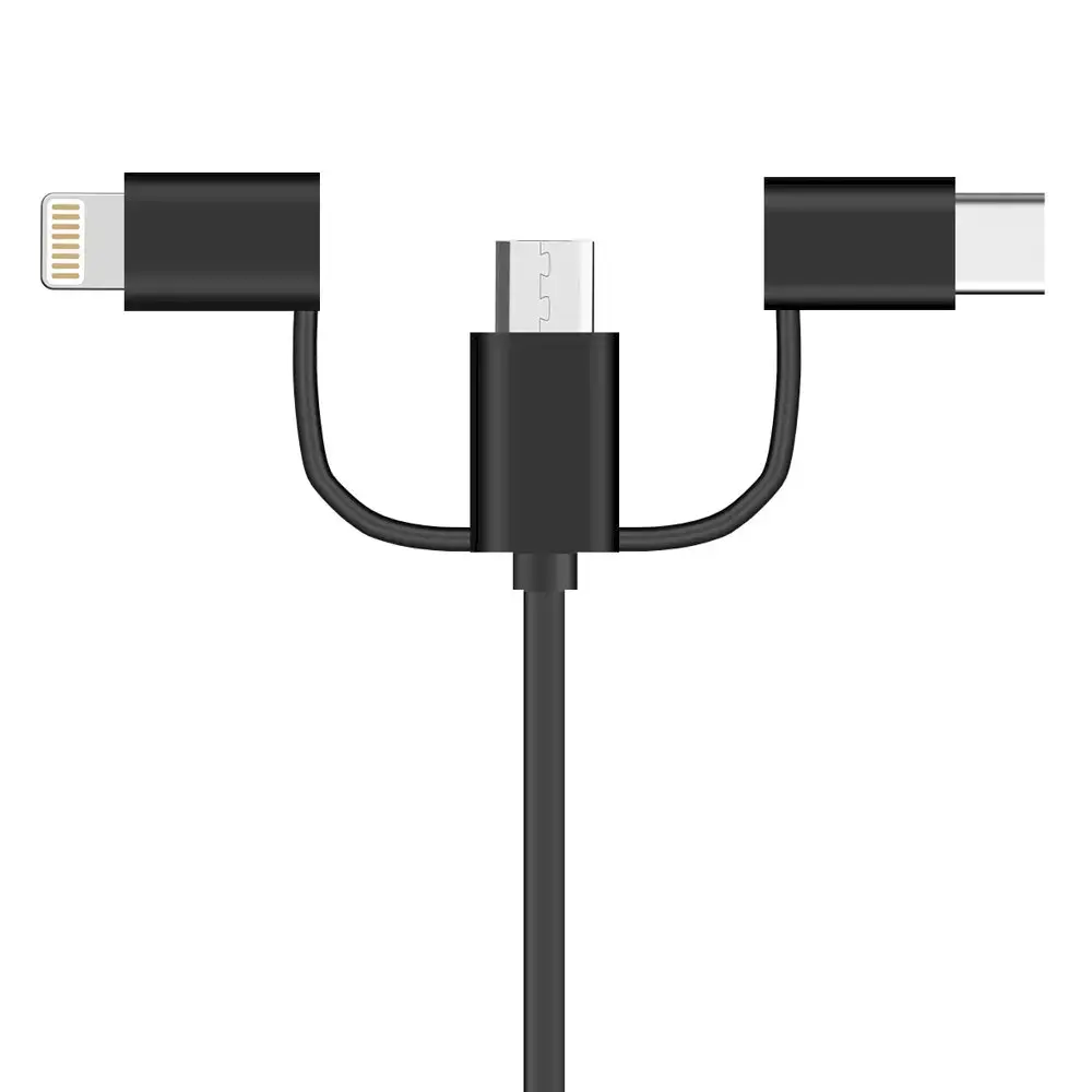 Fusion datu kabelis 3 vienā lightning | USB-C | mikro USB 1m melns