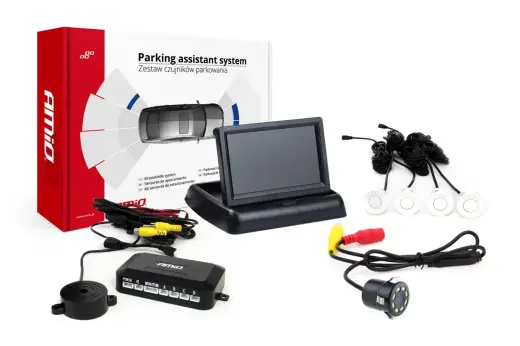 Parking assistant system TFT02 4,3" with HD-308-LED 4 sensors white