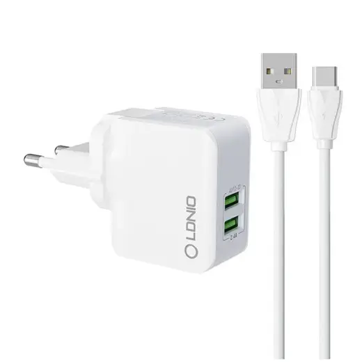 Wall charger  LDNIO A2203 2USB + USB-C cable