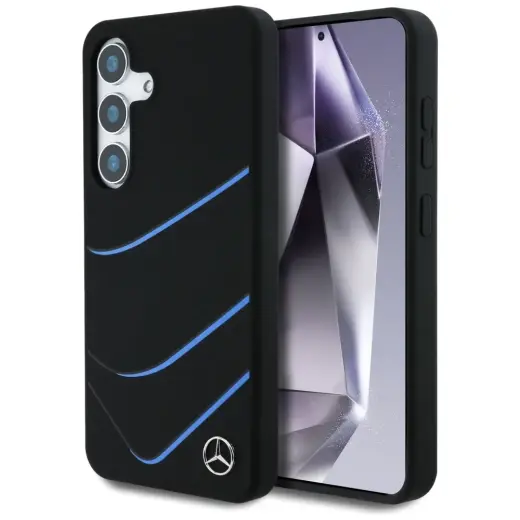 Etui Mercedes Silicone Contrasted Curves  MagSafe do Samsung Galaxy S25 czarny