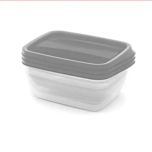 Food Container Set Rectangular 3x1L Vedo transparent grey