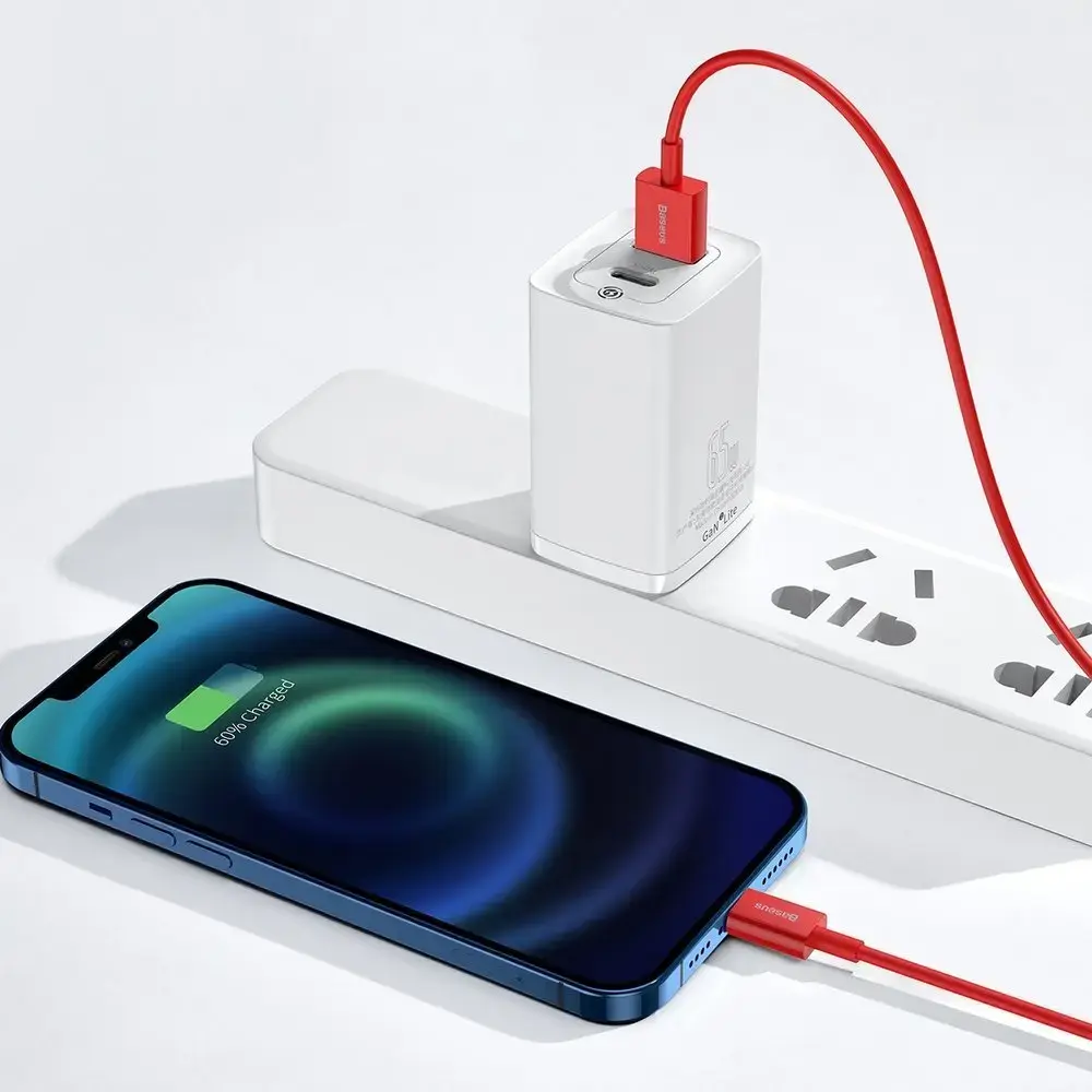 Baseus CALYS-A09 datu pārraides un uzlādes vads | USB-A uz Lightning | 12W | 1m | sarkans