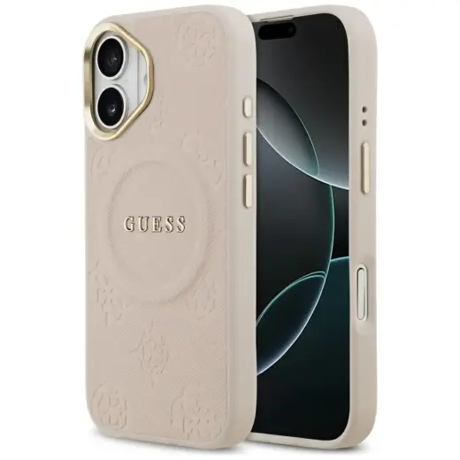 Case Guess Peony Hot Stamp MagSafe for iPhone 17 pink