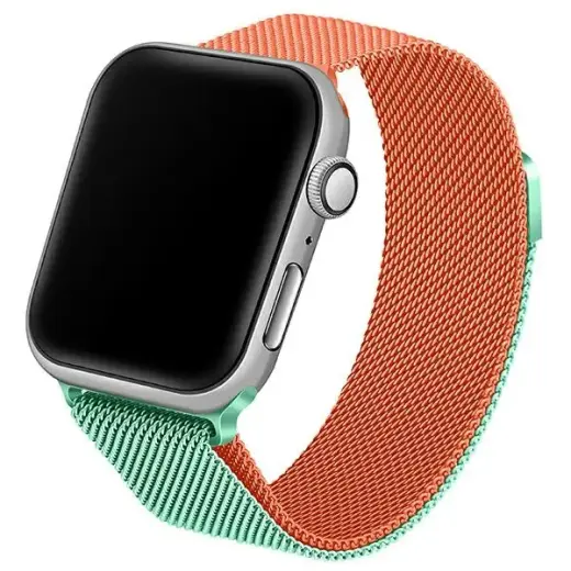 Beline viedpulksteņa siksniņa priekš Apple Watch (42/44/45/49 mm) | nerūsējošs tērauds | zaļa/oranža