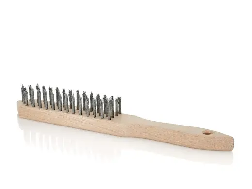PL Black Wire Brush for Rust Removal, 4 Rows, Wooden Handle (30)