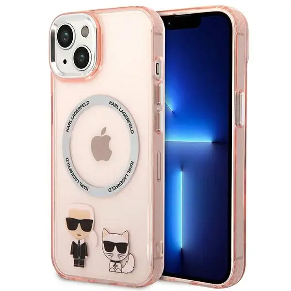 Karl Lagerfeld MagSafe Compatible Case Karl and Choupette for iPhone 14 Plus Pink