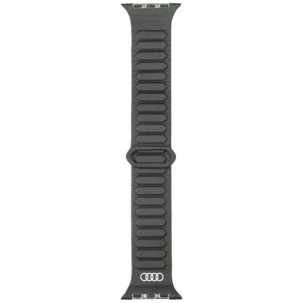 Audi Logo Synthetic Leather Magnetic Ring Strap for Apple Watch 44|45|46|49 mm - Black