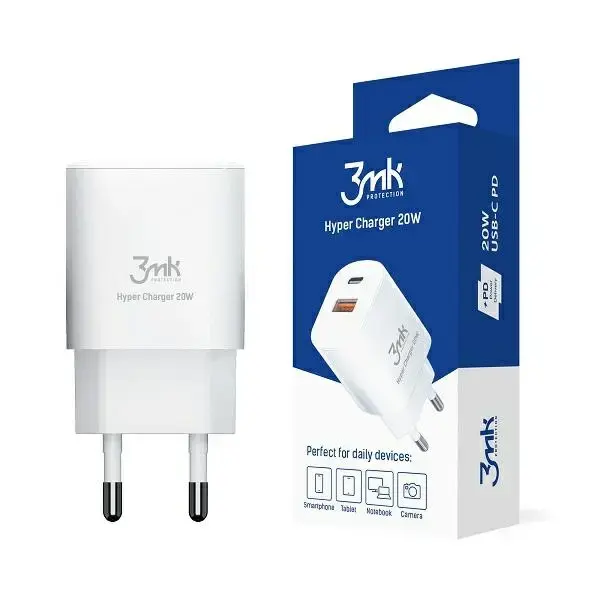 3MK HyperCharger tīkla lādētājs | 20W | PD, QC | USB-C, USB-A