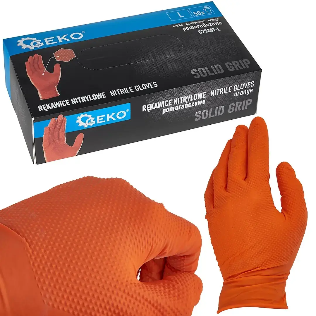 Nitriilkindad SOLID GRIP 50 tk, suurus L, oranžid