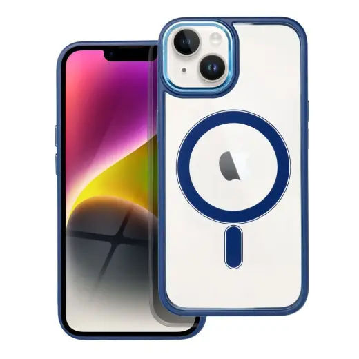 Color Edge Mag telefono dėklas su MagSafe palaikymu iPhone 14 mėlynas