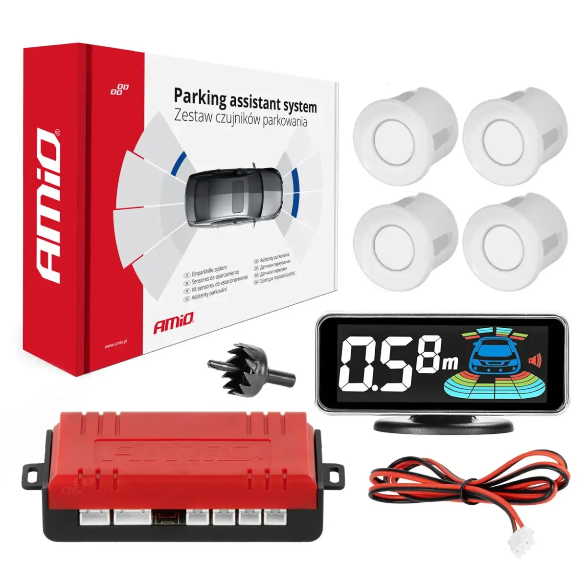 Parking assistant system LED-GRAF 3D 4 sensor white