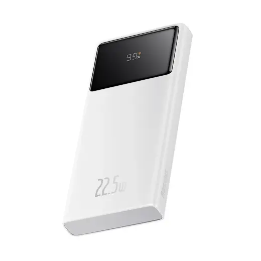 Baseus Star-Lord ārējais akumulators (powerbank) | 10 000 mAh | 22.5W | USB-C, USB-A | LED ekrāns | balts