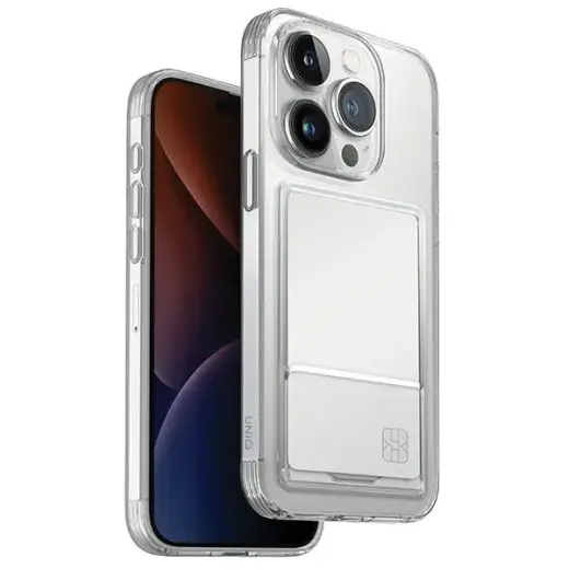 UNIQ Air Fender ID чехол-книжка для телефона iPhone 15 Pro бежевый прозрачный