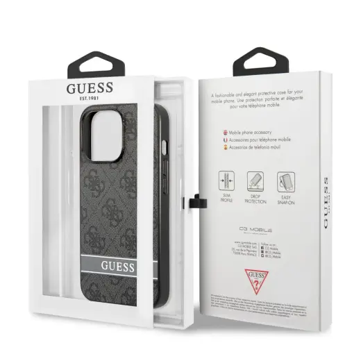 Guess PU 4G Stripe Case for iPhone 13 Pro Grey
