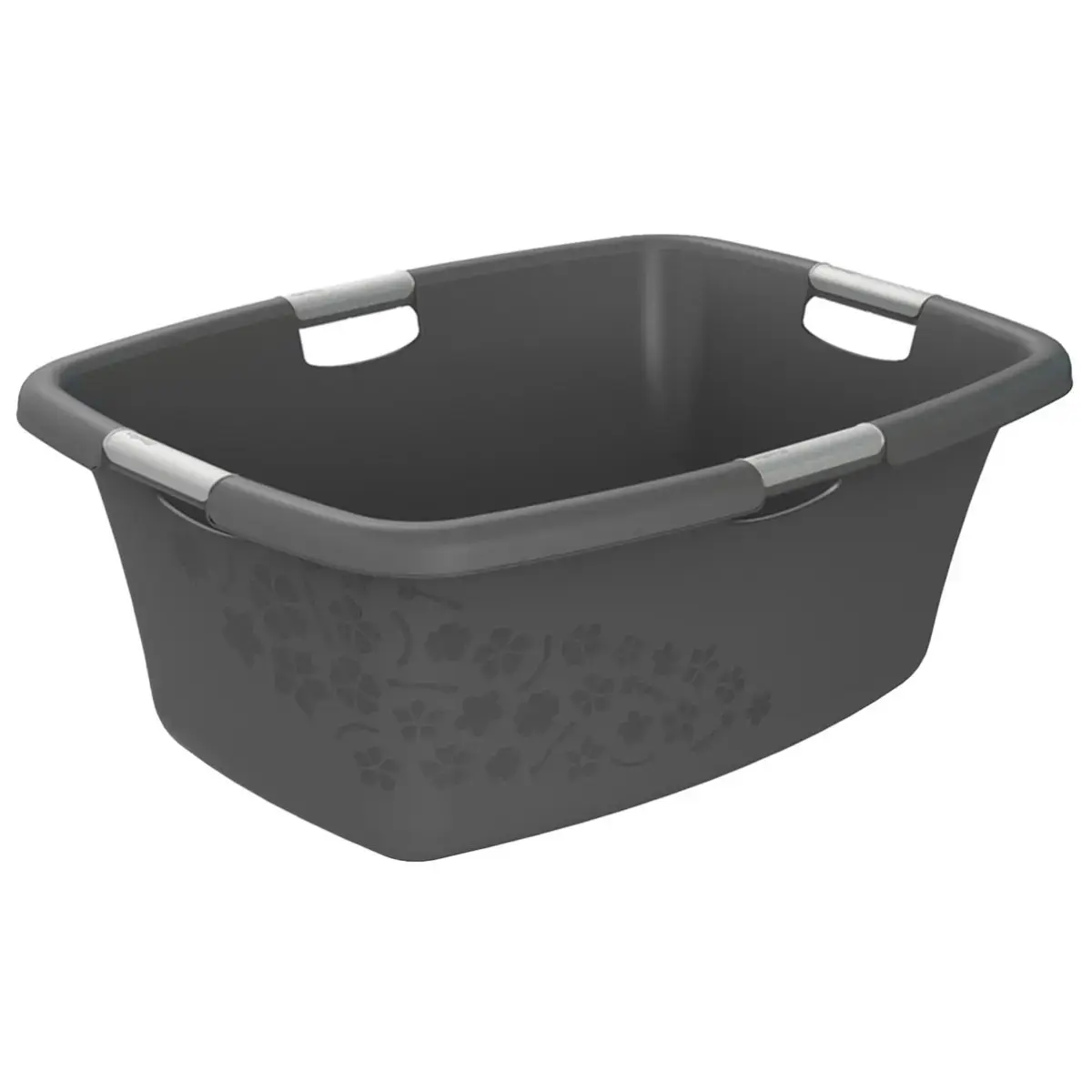 Bļoda 50L ar rokturiem Flowers, pelēka