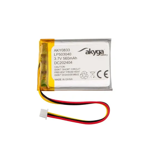 Lithium Polymer Battery Akyga AKY0833 LP503040 Li-Po 3.7V | 560mAh PCM+NTC Molex 1.25 3-Pin 80mm