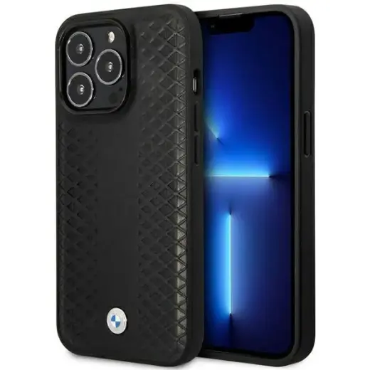 Etui BMW BMHMP14L22RFGK iPhone 14 Pro 6,1" czarny|black Leather Diamond Pattern MagSafe