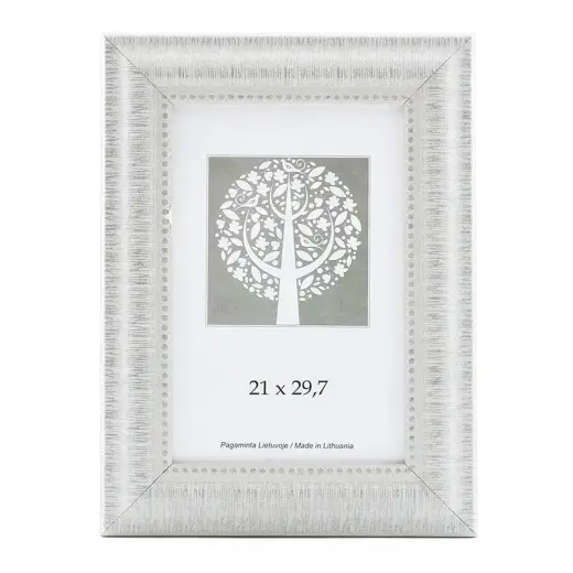 Foto rāmis, plastmasas, A4, 21x29,7 cm, baltā krāsā, ar ornamentu