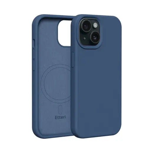 Etteri Silicone maciņš ar MagSafe atbalstu telefonam iPhone 15 zils